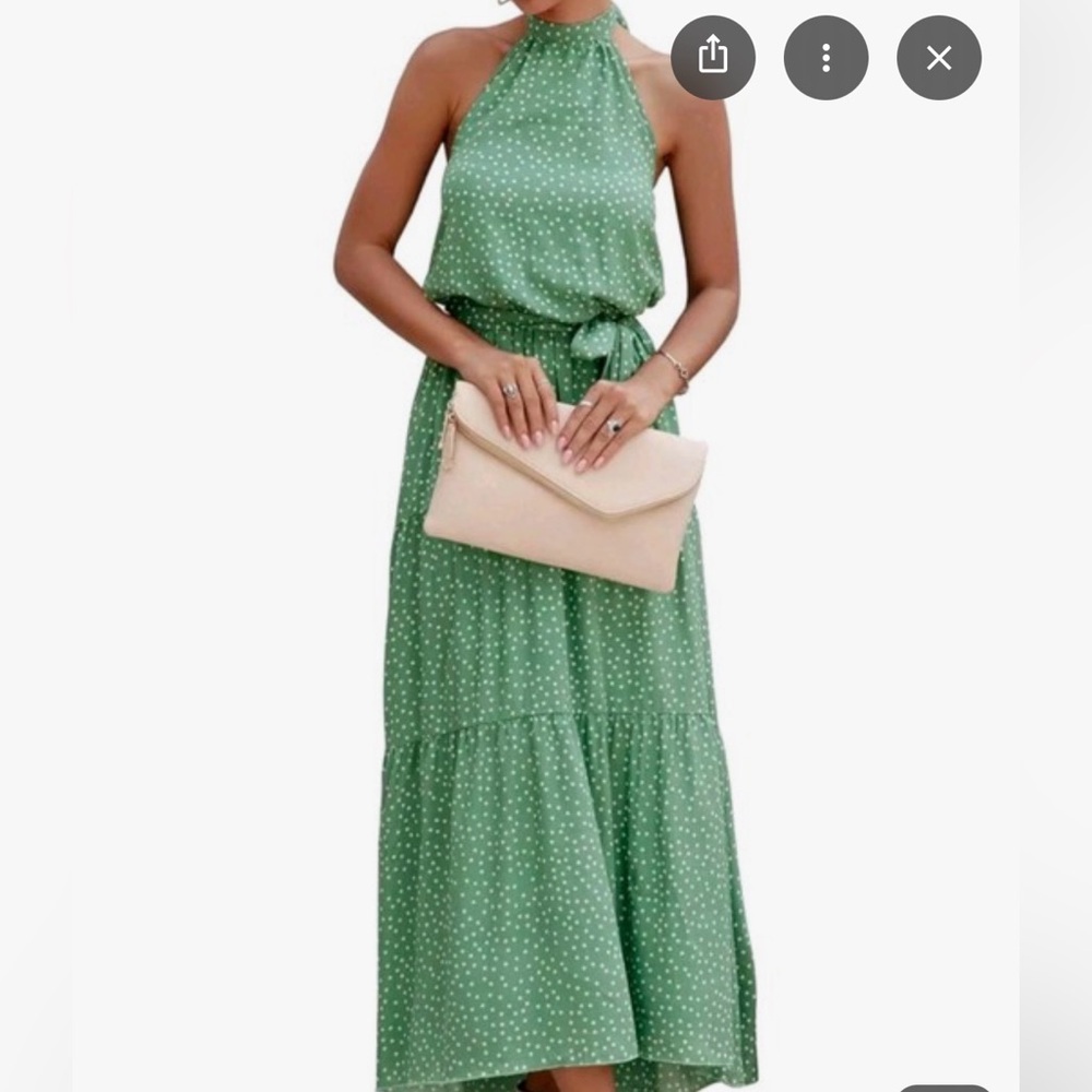 PrettyGarden Green Polka Dot Spring Maxi Dress